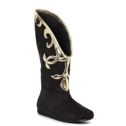Flat Microfiber Boot With Gold Trim -Be Wicked 103 Alba blk 0dc4ca5f a0ab 417d 97c1 b7c49298a6ed