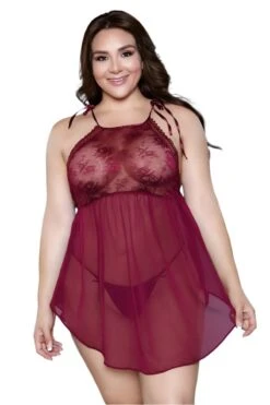 Be Wicked Alana Chemise Burgundy -Be Wicked 1874 burgundy plus front web 198187