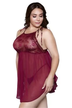 Be Wicked Alana Chemise Burgundy -Be Wicked 1874 burgundy plus side web 167431