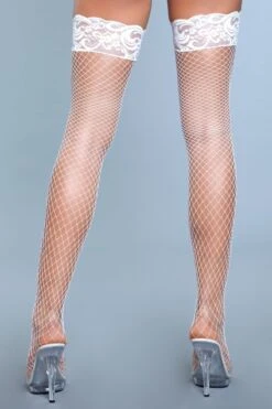 Be Wicked Amber Lace Top Fishnet Thigh Highs White 7 Be Wicked Amber Lace Top Fishnet Thigh Highs White -Be Wicked 1916 WHT back web 659319