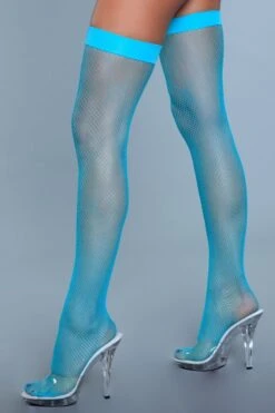 Be Wicked Nylon Fishnet ThighTurquoise
