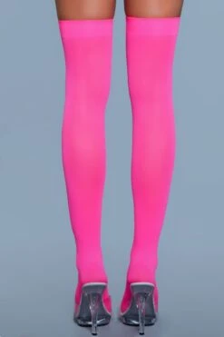 Be Wicked Opaque Nylon Thigh Highs Neon Pink 6 Be Wicked Opaque Nylon Thigh Highs Neon Pink -Be Wicked 1932 NEONP back web 400746