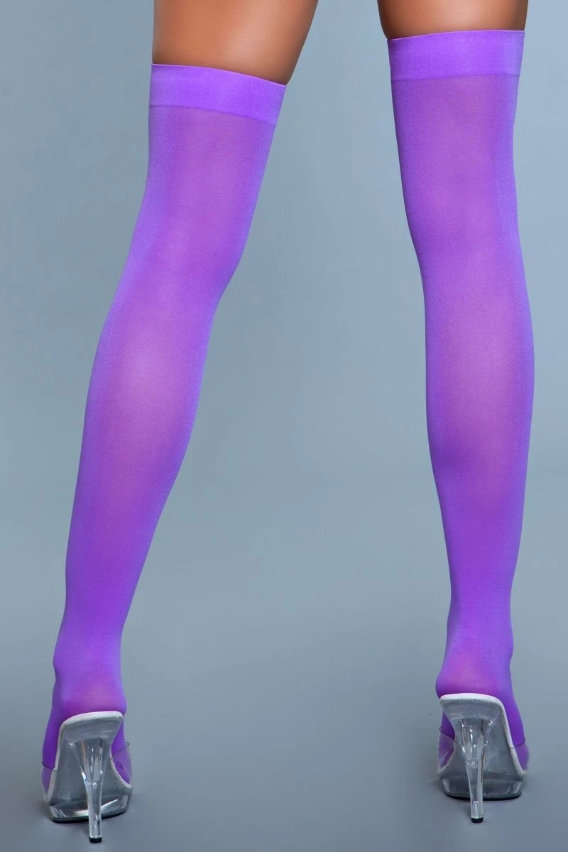 Be Wicked Opaque Nylon Thigh Highs Purple 5 Be Wicked Opaque Nylon Thigh Highs Purple - Image 3