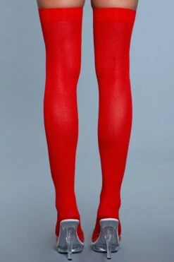 Be Wicked Opaque Nylon Thigh Highs Red 7 Be Wicked Opaque Nylon Thigh Highs Red -Be Wicked 1932 RD back web 318134