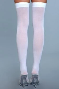 Be Wicked Opaque Nylon Thigh Highs White 7 Be Wicked Opaque Nylon Thigh Highs White -Be Wicked 1932 WHT back web 338918