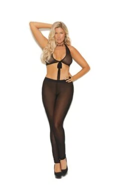 Black Mesh Tie Top Plus Size