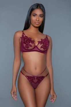 Be Wicked Evangeline Burgundy Lingerie Set