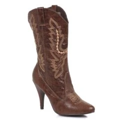 High Heel Ankle Cowgirl Boot -Be Wicked 418 COWGIRL BRWN