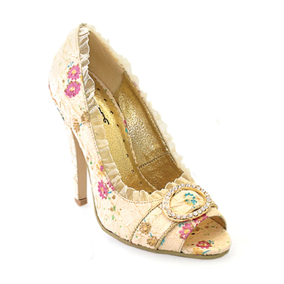 4.5 Decorative Fabric Peep-Toe W/Rhinestones 5 4.5 Decorative Fabric Peep-Toe W/Rhinestones - Image 3