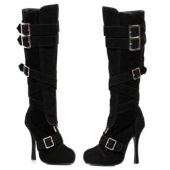 Microfiber Knee High Boot With Buckles