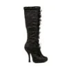 Satin Knee Boots With Concealed Platform 2 Satin Knee Boots With Concealed Platform -Be Wicked 423 TABATHA BLK