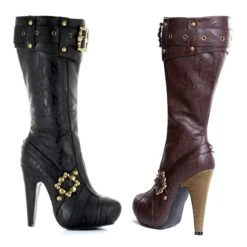 Knee High Steampunk Boots With Buckles And Studs