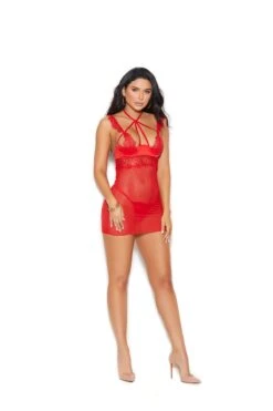Red Eyelash Lace Babydoll