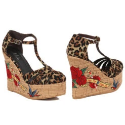 4.5 Cork Wedge W/ Tattoo Embroidery