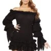 Ruffled Pirate Dress With Sleeves & Multi Layered Skirt -Be Wicked 4770 Black