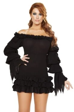Ruffled Pirate Dress With Sleeves & Multi Layered Skirt