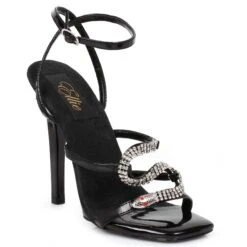 5 Heel Strap Sandal With Snake Décor