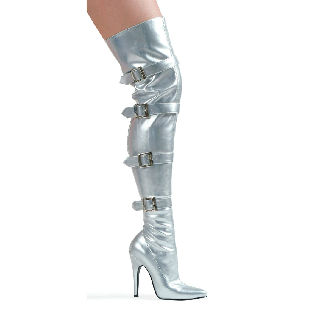 5 Heel Stretch Thigh Boot With Buckles & Innerzipper 6 5 Heel Stretch Thigh Boot With Buckles & Innerzipper - Image 4