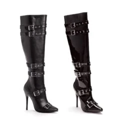 5 Heel Knee High Boots With Buckles AndInner Zipper