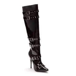 5 Heel Knee High Boots With Buckles AndInner Zipper 7 5 Heel Knee High Boots With Buckles AndInner Zipper -Be Wicked 516 Lexi blk
