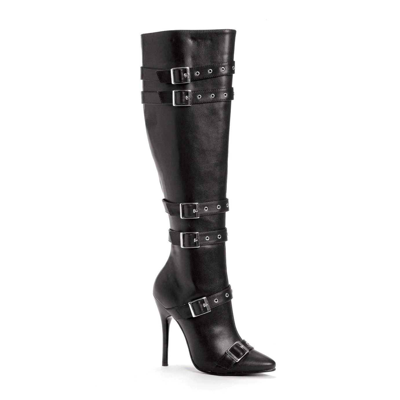 5 Heel Knee High Boots With Buckles AndInner Zipper 4 5 Heel Knee High Boots With Buckles AndInner Zipper - Image 2