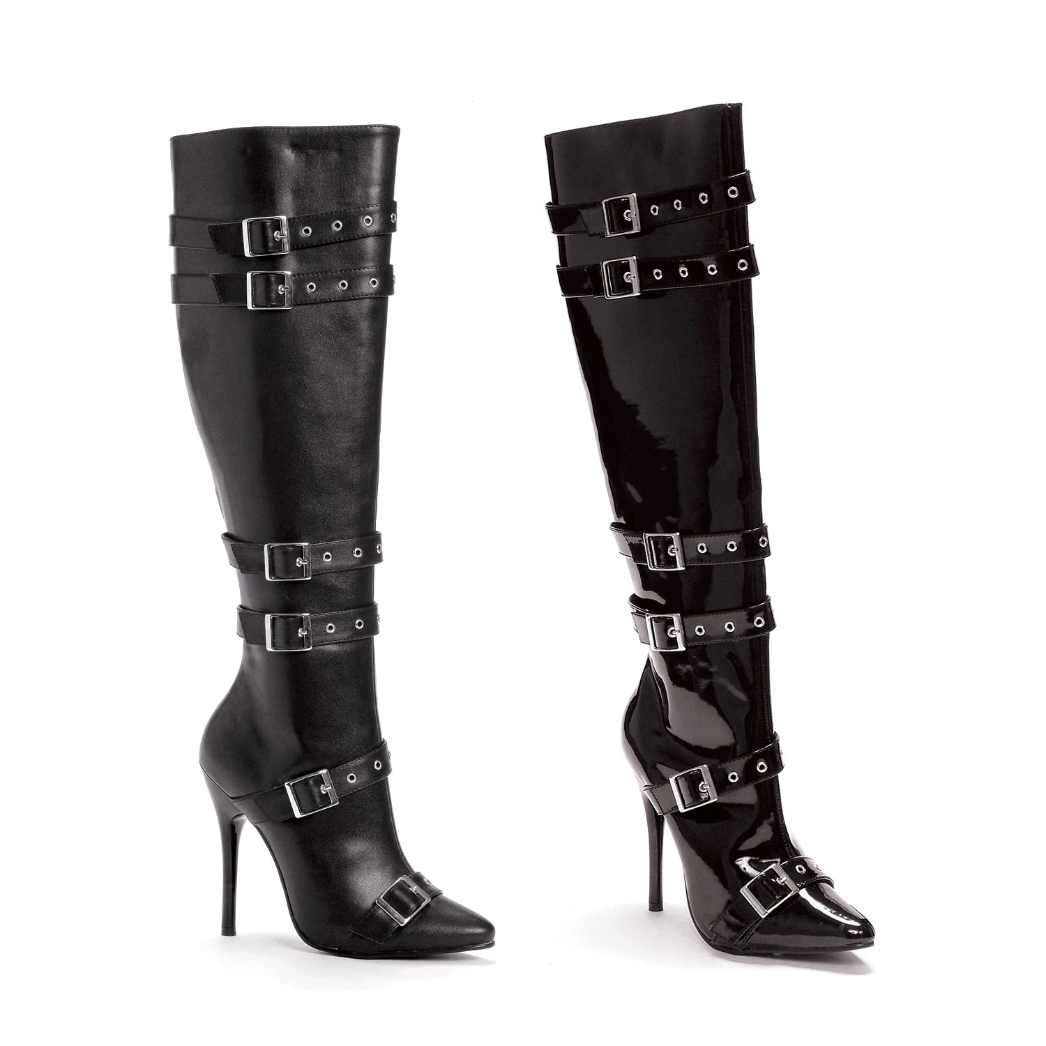 5 Heel Knee High Boots With Buckles AndInner Zipper 3 5 Heel Knee High Boots With Buckles AndInner Zipper