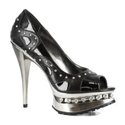 5 Metallic Heel With Rhinestones And Upper Stud Details