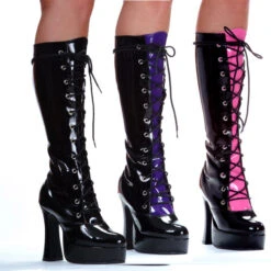 Heel Knee High Boot With Color Tongue