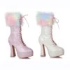 5 Chunky Heel Unicorn Boot With Faux Fur 2 5 Chunky Heel Unicorn Boot With Faux Fur -Be Wicked 557 NORA