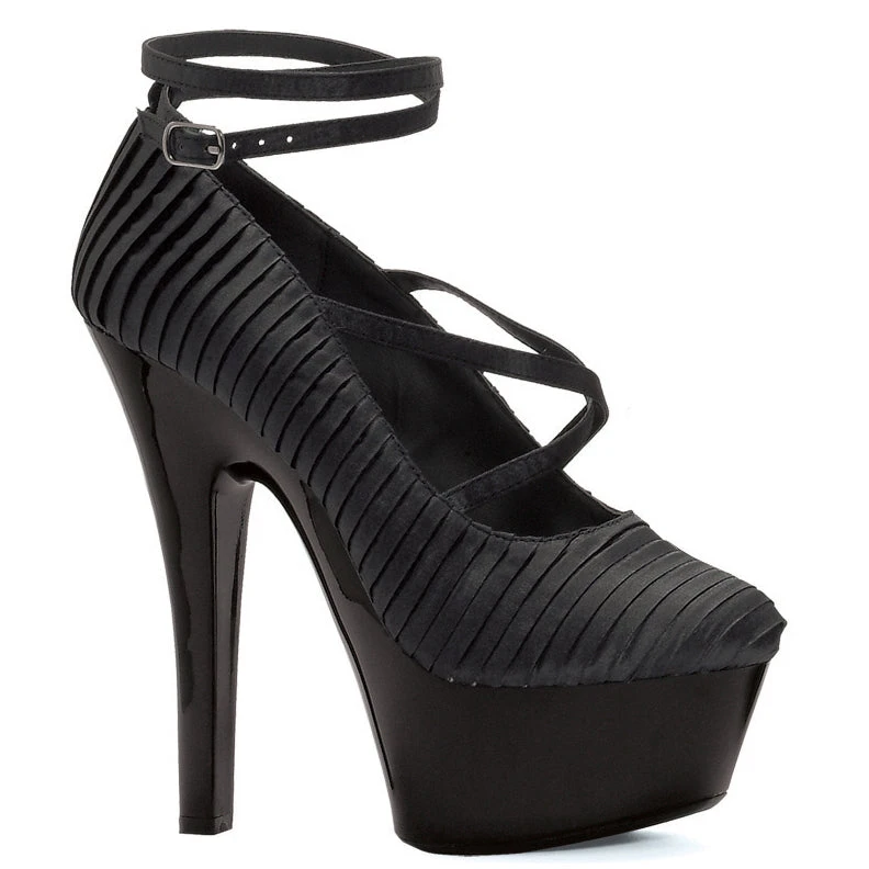 6 HeelWith Pleated Satin And Ankle Strap 3 6 HeelWith Pleated Satin And Ankle Strap