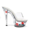 6 Heel Clear Mule W/ Dice & Poker Chips 2 6 Heel Clear Mule W/ Dice & Poker Chips -Be Wicked 601 Poker