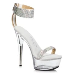 6 Stiletto With Rhinestone Strap 11 6 Stiletto With Rhinestone Strap -Be Wicked 609 ANIKA SLV