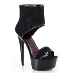 6 Pointed Heel Platform Sandal With 2 Layer Lace Upper 8 6 Pointed Heel Platform Sandal With 2 Layer Lace Upper -Be Wicked 609 Amanda BLK