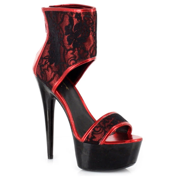 6 Pointed Heel Platform Sandal With 2 Layer Lace Upper 6 6 Pointed Heel Platform Sandal With 2 Layer Lace Upper - Image 4