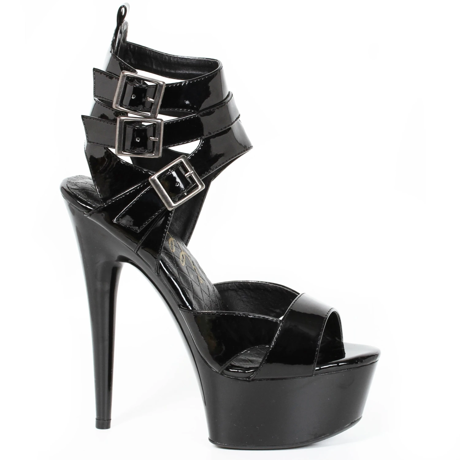 6 PEEP TOE PLATFORM WITH TRIPLE STRAP AND BUCKLE DETAIL 4 6 PEEP TOE PLATFORM WITH TRIPLE STRAP AND BUCKLE DETAIL - Image 2