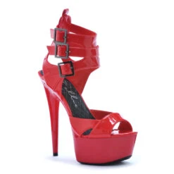 6 PEEP TOE PLATFORM WITH TRIPLE STRAP AND BUCKLE DETAIL 7 6 PEEP TOE PLATFORM WITH TRIPLE STRAP AND BUCKLE DETAIL -Be Wicked 609 Athena red