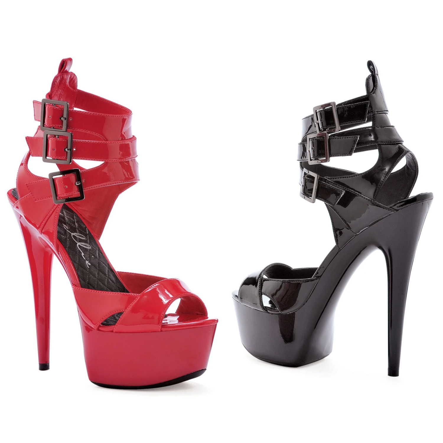 6 PEEP TOE PLATFORM WITH TRIPLE STRAP AND BUCKLE DETAIL 3 6 PEEP TOE PLATFORM WITH TRIPLE STRAP AND BUCKLE DETAIL