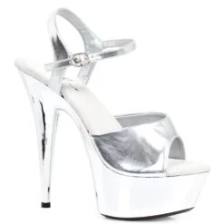 6 Peeptoe Chrome Stiletto Sandal 11 6 Peeptoe Chrome Stiletto Sandal -Be Wicked 609 CHROME SLV