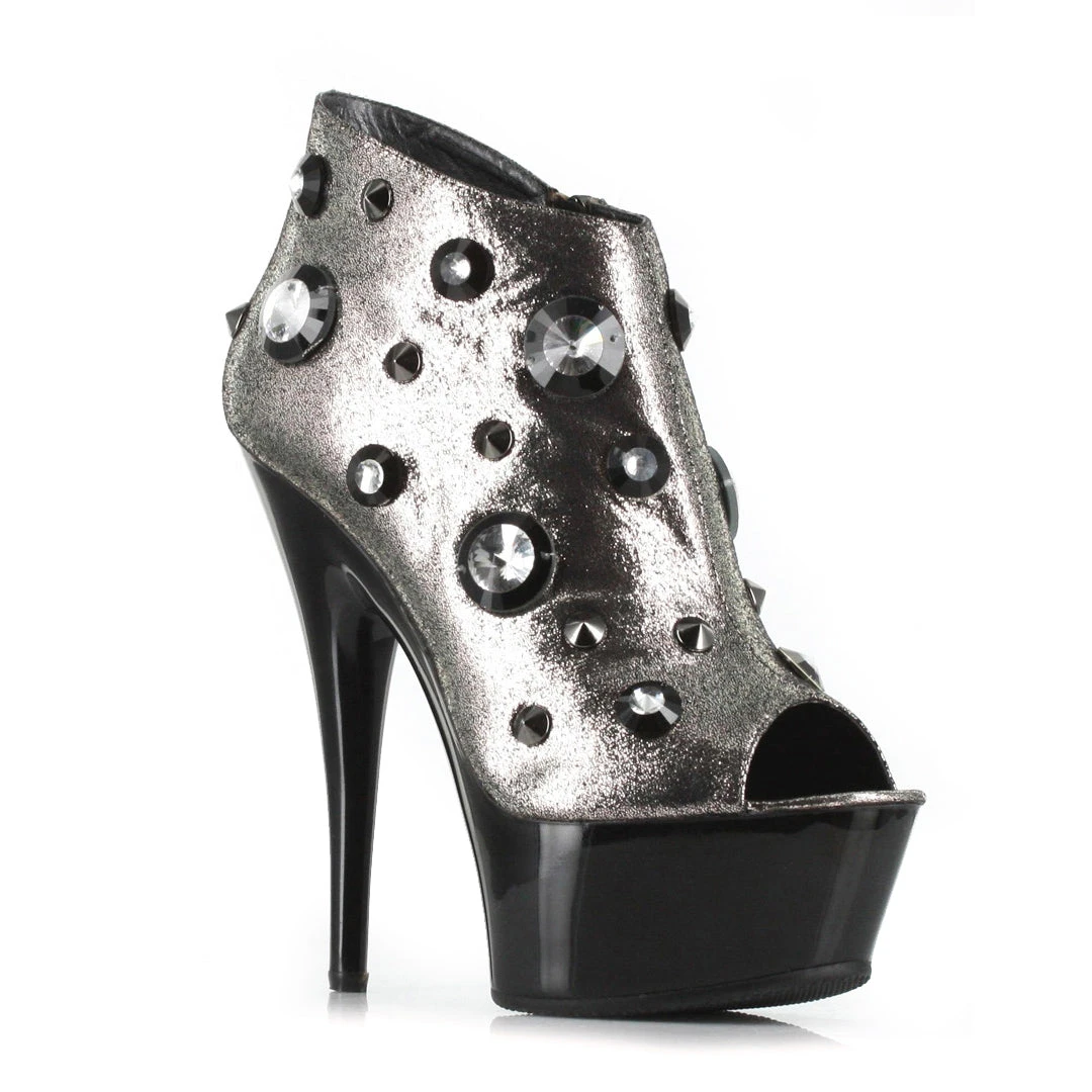 6 Open Toe Bootie With Large Stones 3 6 Open Toe Bootie With Large Stones