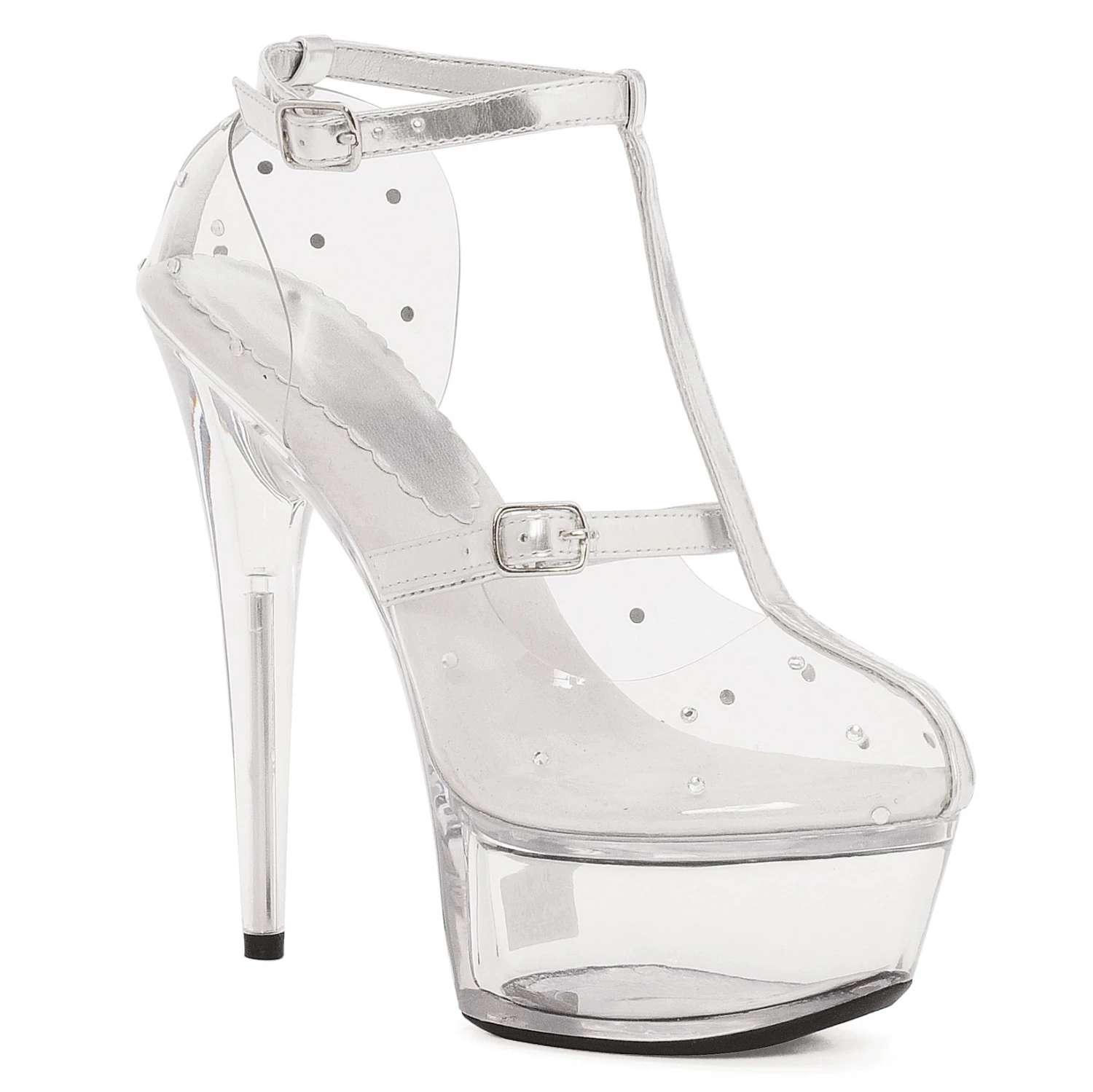 6 CLEAR PLATFORM & CLEAR UPPER WITH RHINESTONES 3 6 CLEAR PLATFORM & CLEAR UPPER WITH RHINESTONES