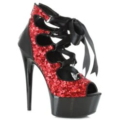 6 Glitter Open Toe Lace Up 5 6 Glitter Open Toe Lace Up -Be Wicked 609 LILA red