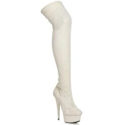 6 Stiletto Stocking Thigh High Boot 9 6 Stiletto Stocking Thigh High Boot -Be Wicked 609 MEI WHT