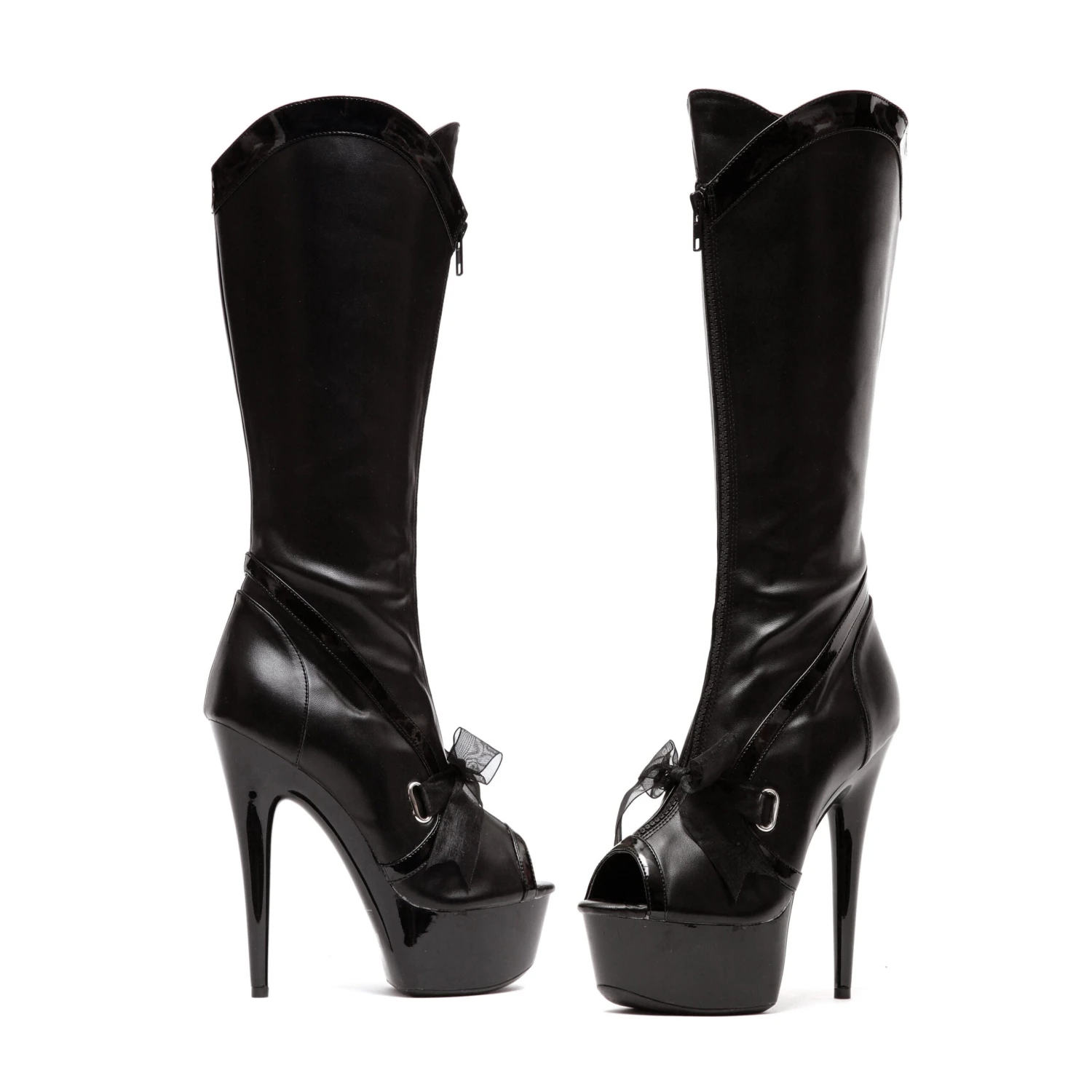 6 PEEPTOE KNEE HIGHT BOOT WITH RIBBON ACEENT 3 6 PEEPTOE KNEE HIGHT BOOT WITH RIBBON ACEENT