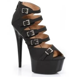 6 Stiletto In Pu W/ Multi Buckle Accents