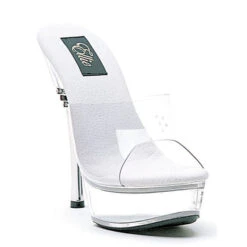 6 Silver Metallic Heel Clear Mule