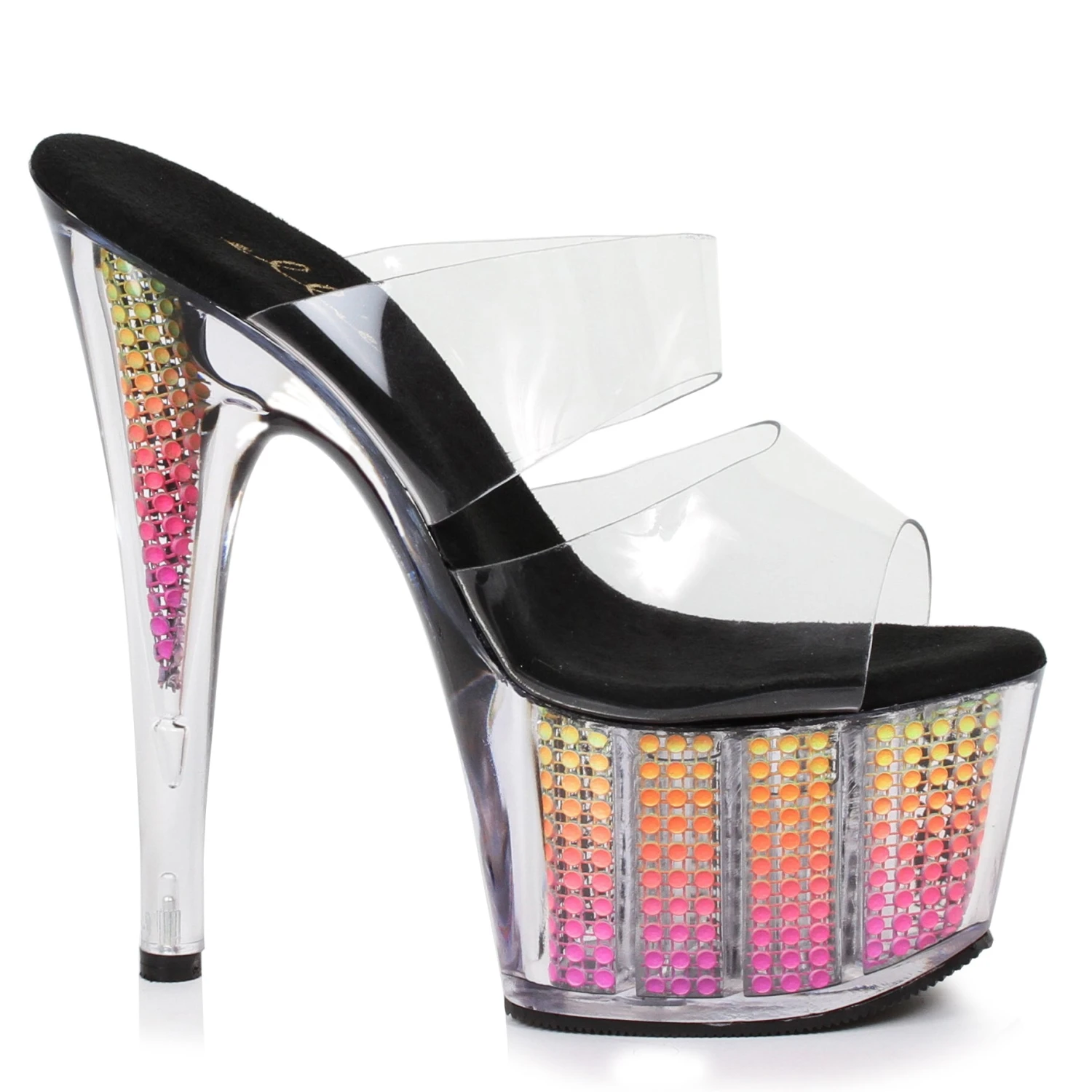 7 Double Clear Straps W/Rhinestone Platform 4 7 Double Clear Straps W/Rhinestone Platform - Image 2