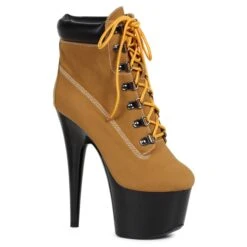 7 Heel Lace Up Ankle Boots -Be Wicked 709 FAITH brwn