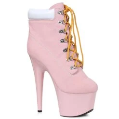 7 Heel Lace Up Ankle Boots -Be Wicked 709 FAITH pnk