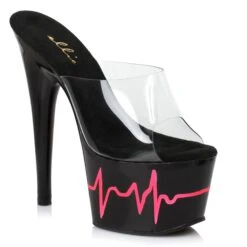 7 Inch Heart Beat Design Mule 7 7 Inch Heart Beat Design Mule -Be Wicked 709 HEARTBEAT blk