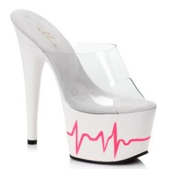 7 Inch Heart Beat Design Mule 6 7 Inch Heart Beat Design Mule -Be Wicked 709 HEARTBEAT wht